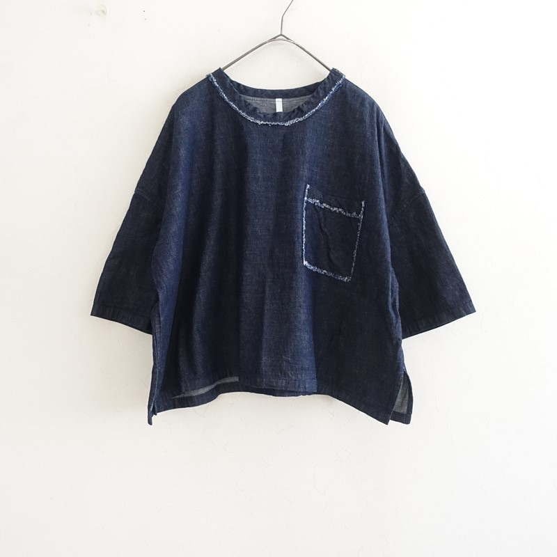 【PARIS DE AOUNE】サンカクチャココラボデニム 新品 FREE 青 定価1.5万】パリドゥアオウネ Paris De Aoune サンカクチャココラボ