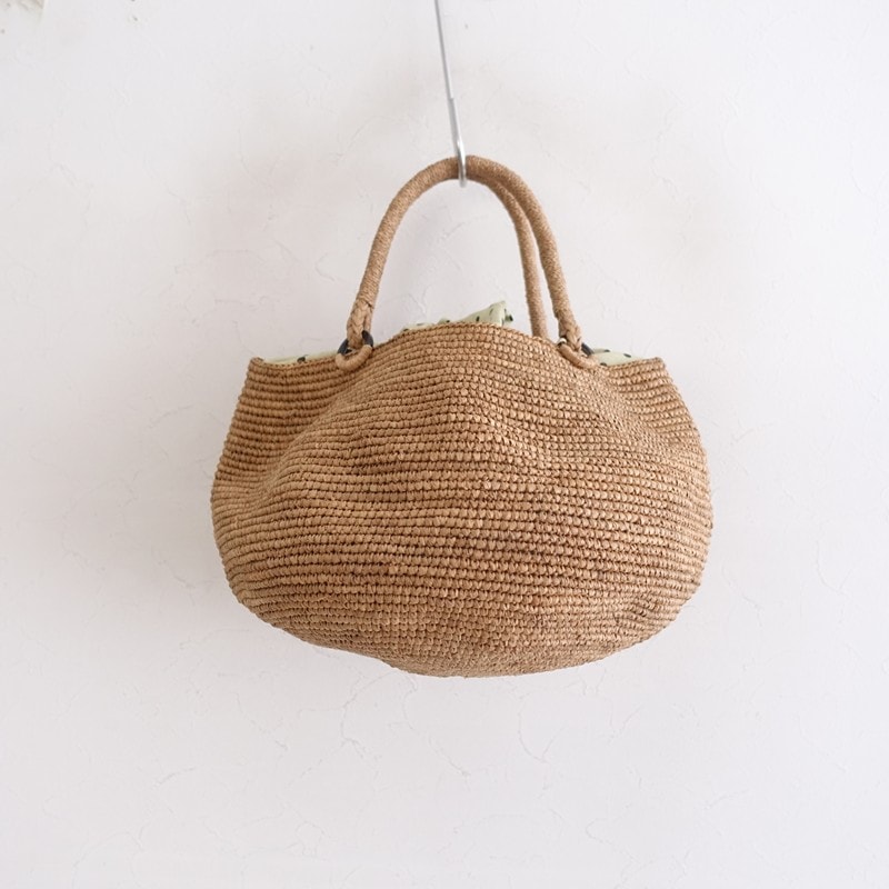 サンアルシデ Sans Arcidet TOURE BAG LARGE ラフィア丸カゴバッグ