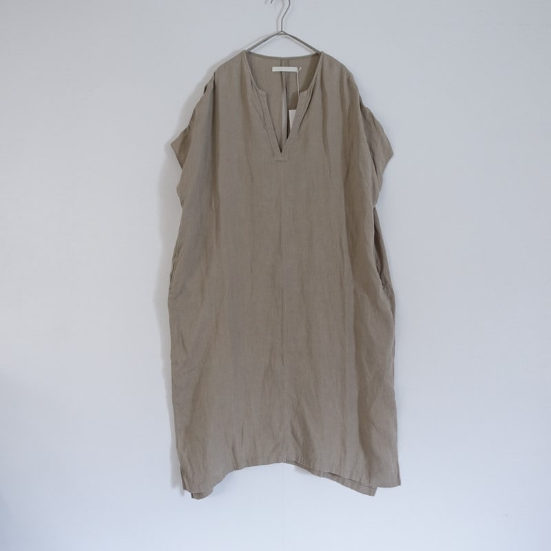【極美品】evam eva(エヴァムエヴァ) リネン チュニック ワンピース 2024/定価3.1万】エヴァムエヴァ evam eva linen poncho リネンVネック