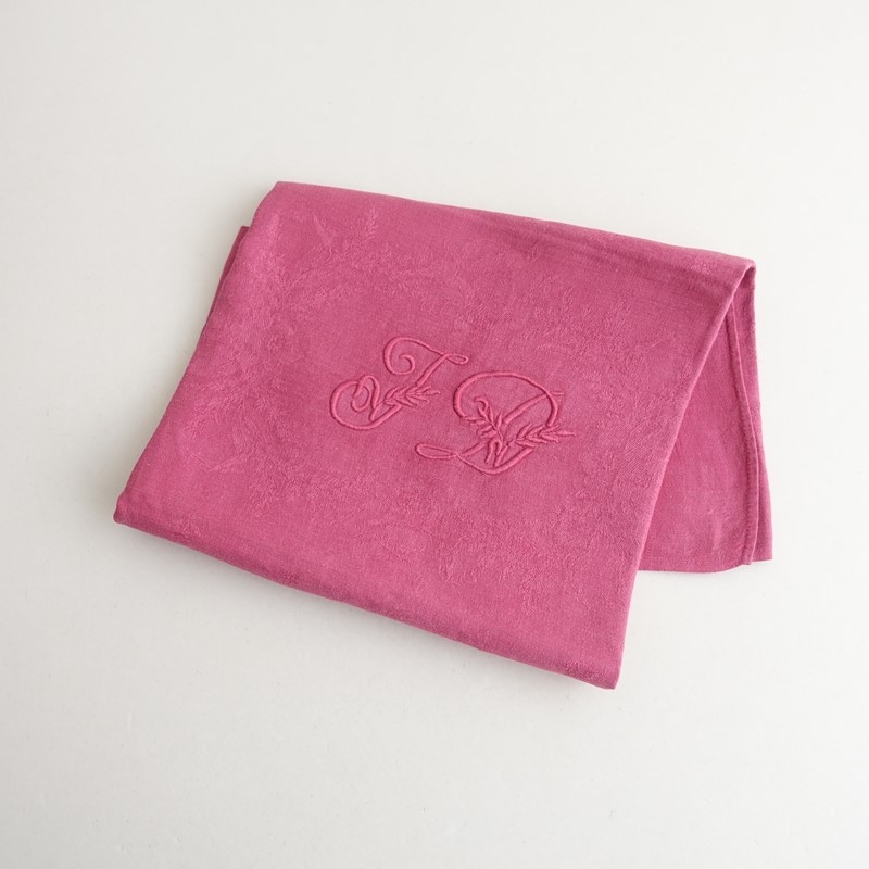 クロス ハグオーワー  リネン刺繍スモック  値下げ ハグオーワー Hug O War オリジナル染め アンティークリネンクロス