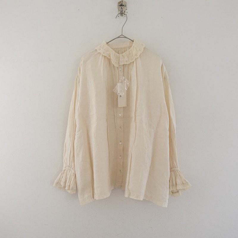 美品/定価2.3万】ネストローブ nest Robe リネンレース襟ギャザー