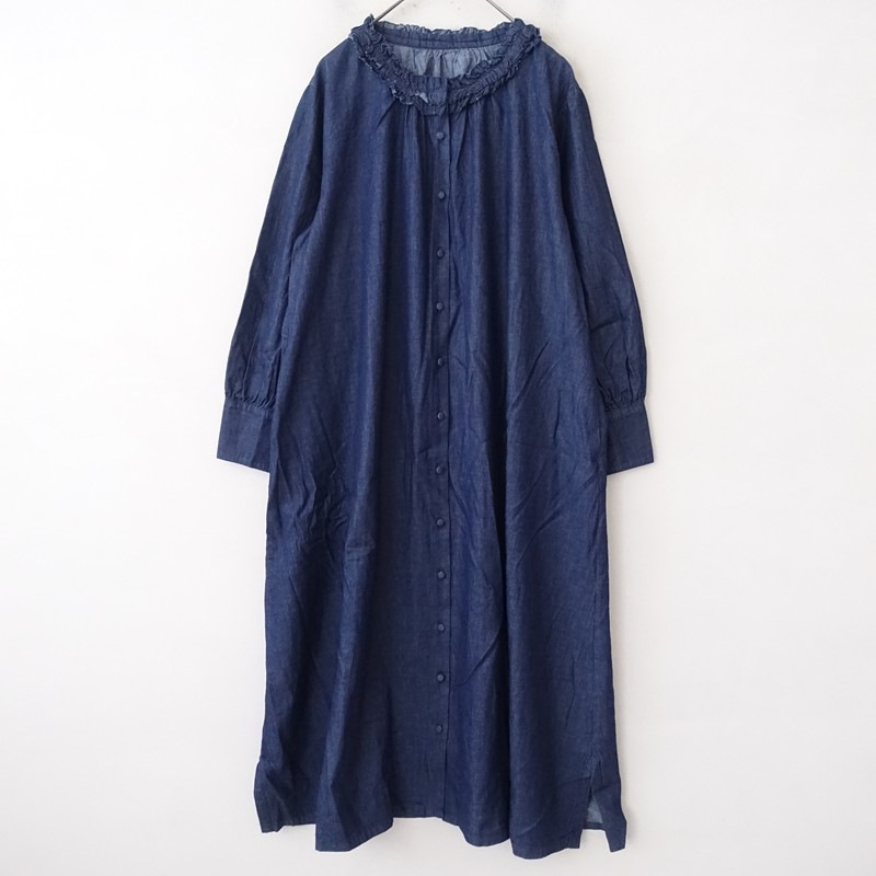 定価1.5万】エリフェ ELLIFE ダンガリーフリル前開きワンピース F (1