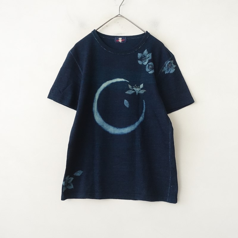 パラスパレス Pal'las Palace インディゴ染めコットン花柄半袖Tシャツ