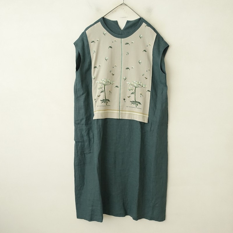 アンティパスト ANTIPAST SOCK KNIT DRESS 柄ニット使いリネン