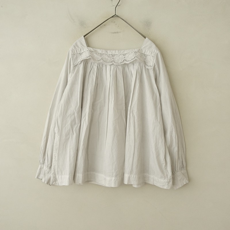 ������/���5.7���ۥȥ����塼 TOUJOURS Natural Garment Dyed Lace Smock Shirt ŷ������֥饦��  2 (j25-2605-772)��03F62��