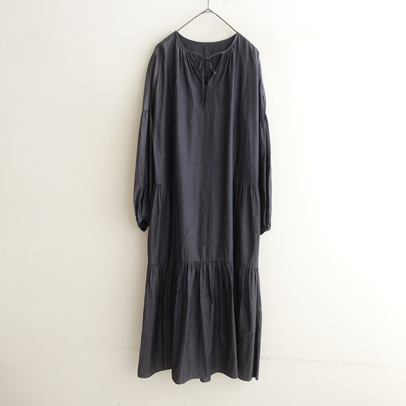 ババグーリ Babaghuri リネンプリントスリーブレスワンピース M (25