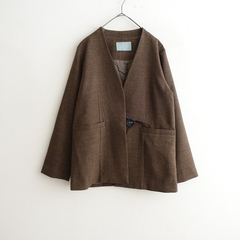ネストローブ nest Robe リネンシルクヘリンボーンノーカラー