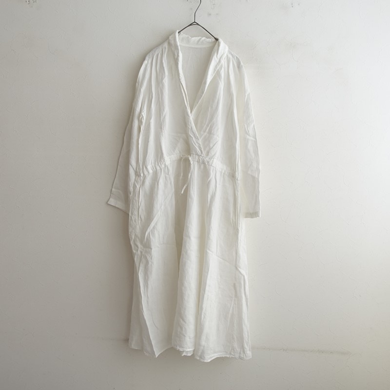 美品】ネストローブ nest Robe リネンデニムカシュクールワンピース