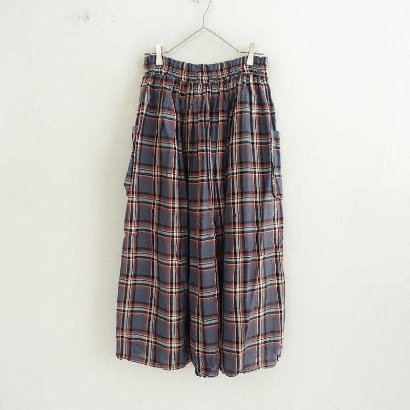 定価1.9万】ツムグ tumugu リネンチェックスカート F (sk33-2608-452