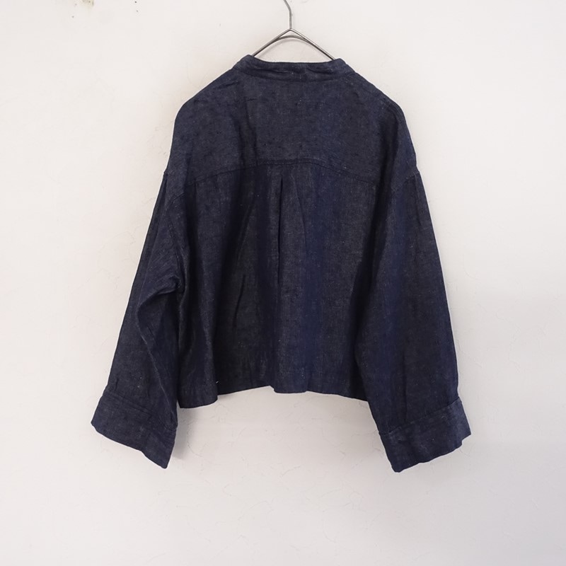 モトミ motomi.m リネンデニムバンドカラーショートジャケット (jk2