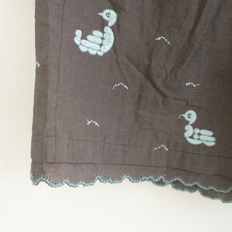 ミナペルホネン　plover フレアスカート　リネン　刺繍　36 新品】ミナペルホネン風/リネンフラワー刺繍ネイビースカート