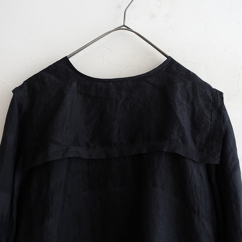 ブノン BUNON *シルクセーラーカラーブラウス*F黒ブラックケープ長袖シャツ無地(33-2507-58)【03G52】 ブノン BUNON シルクセーラーカラーブラウス F (33-2507-58