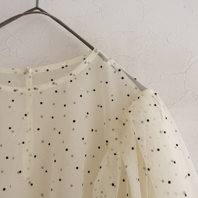 �����1.6��/2025�ۥե�������ɥ� fig London DOT tulle blouse  F (4-2608-90)��62I62��