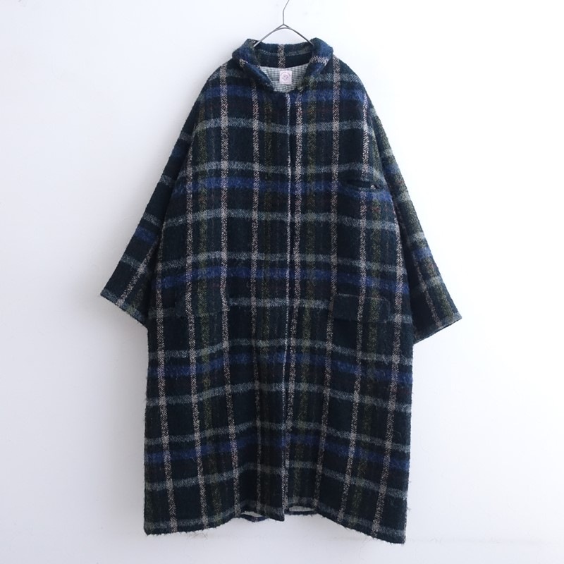 コロンバレッディ colomba leddi ウールアルパカ混チェック中綿ロング