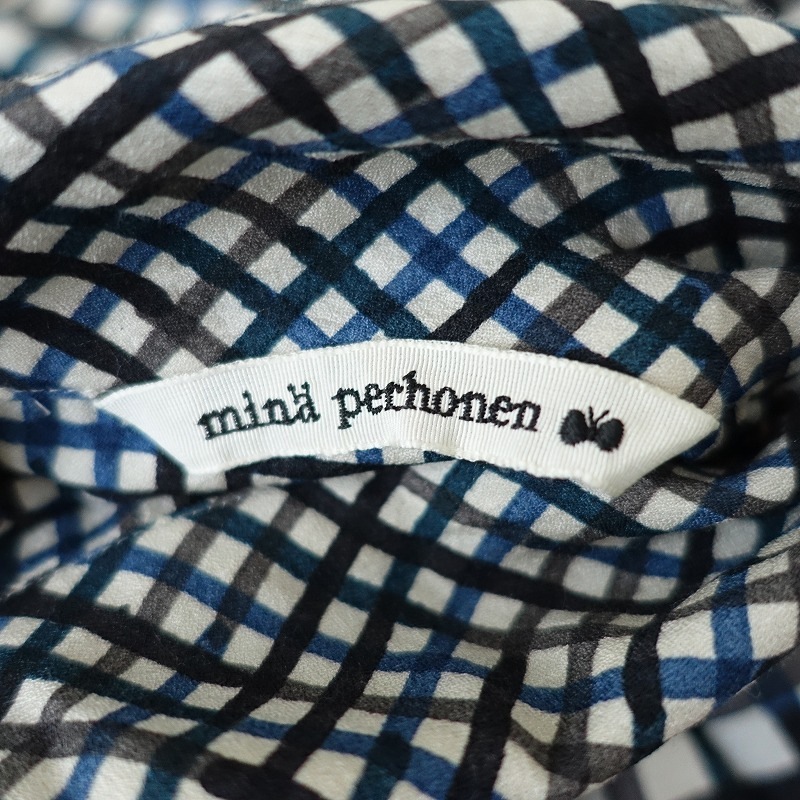 ミナペルホネン mina perhonen minamo ロールカラー格子チェック