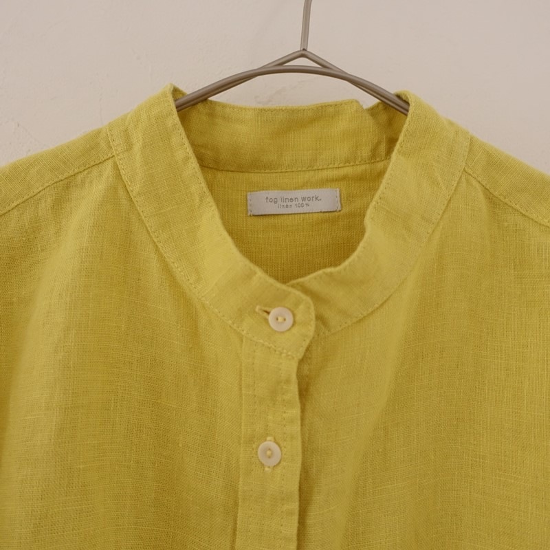 美品】フォグリネンワーク fog linen work リネンバンドカラーブラウス 