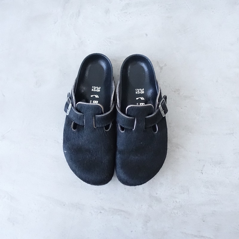 BIRKENSTOCK : BOSTON SUED サンダル●24.5●ブラック BIRKENSTOCK BOSTON SOFT FOOTBED SUEDE ( REGULAR FIT ) BLACK