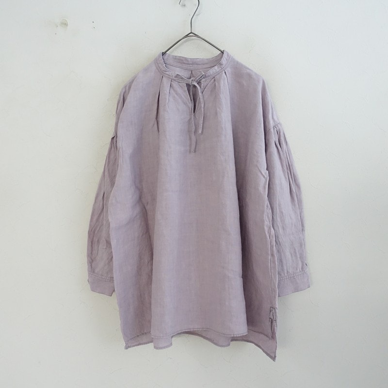 ネストローブ nest Robe バンドカラーリボンタイリネンスモック