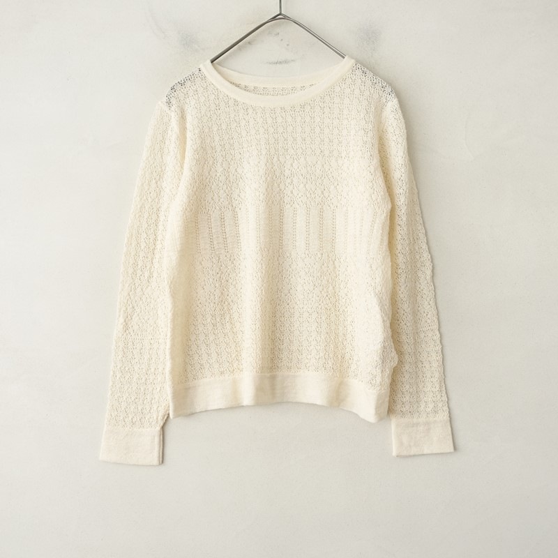 プリスティン PRISTINE オーガニックコットンアルパカ透かし編みニット