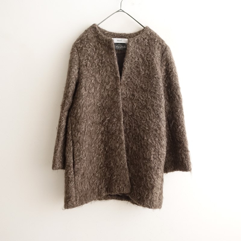 saqui モヘアノーカラーコート　36サイズです サキ saqui モヘアノーカラーコート 36 (jk33-2602-261)【71C62