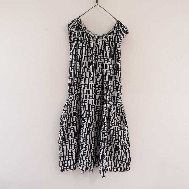 ミナペルホネン mina perhonen LIFEリネンプリントギャザーワンピース  