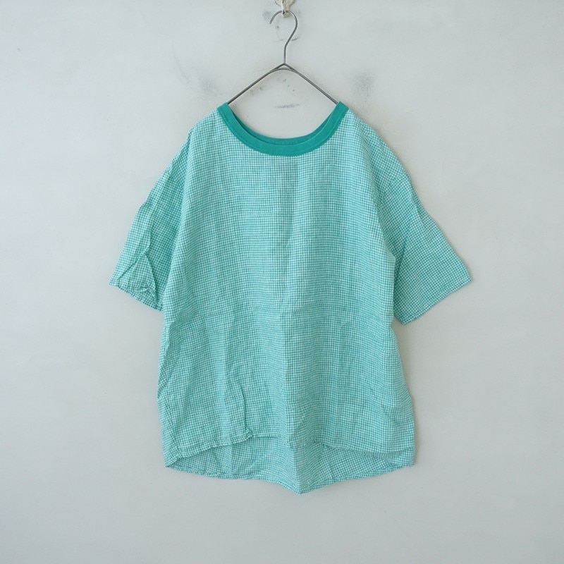 定価1.4万】マイヨ maillot Gingham linen back tuck shirt Tee