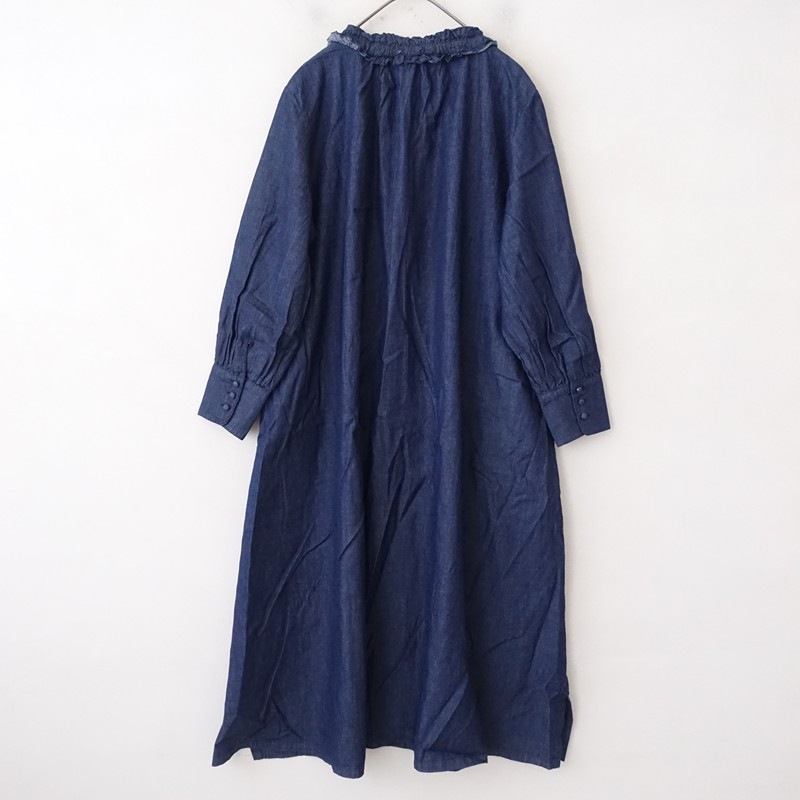 【定価1.5万】エリフェ ELLIFE ダンガリーフリル前開きワンピース F (1-2604-223)【21E62】 /ナチュラル服古着通販drop
