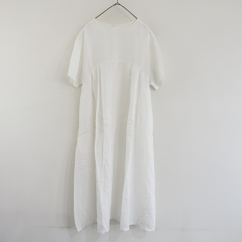 Nest robe ネストローブ フリルネック ワンピース 白 リネン 麻