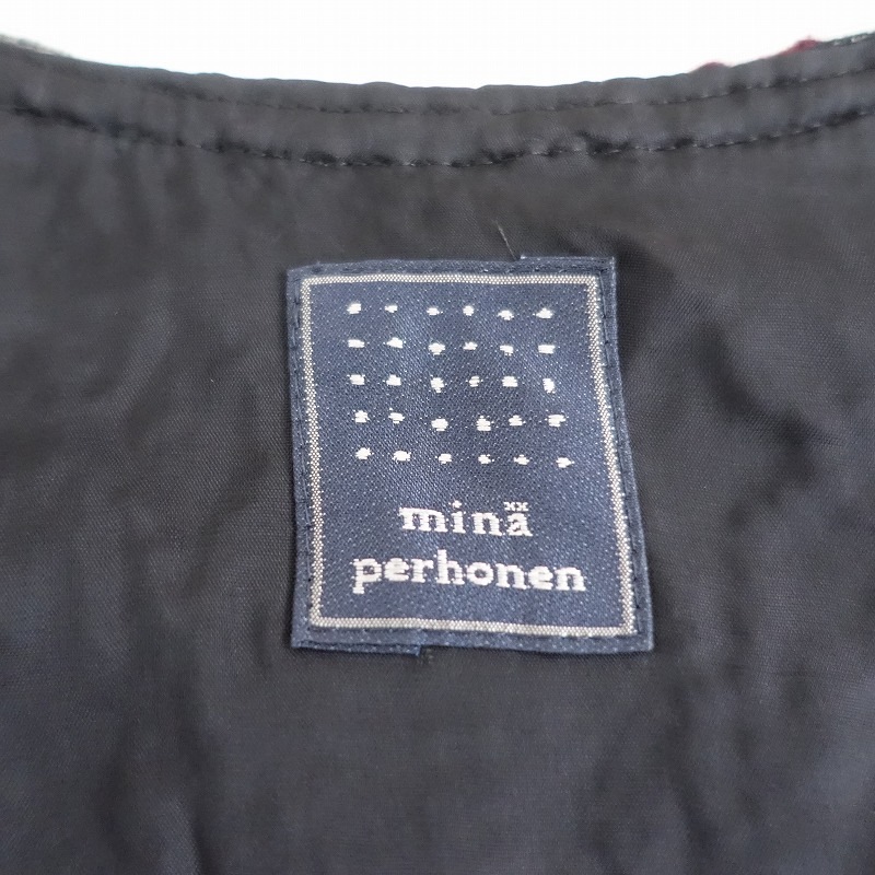 ミナペルホネン ブラック ノースリーブ　ワンピース 中古・古着通販】mina perhonen (ミナ ペルホネン) リネン