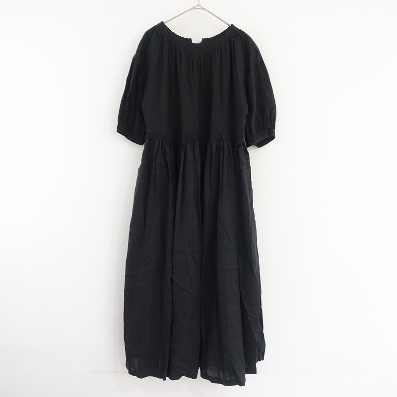 nest Robe ネストローブ リネンシャーリングワンピース ブラック nest Robe ネストローブ リネンシャーリングワンピース ブラック