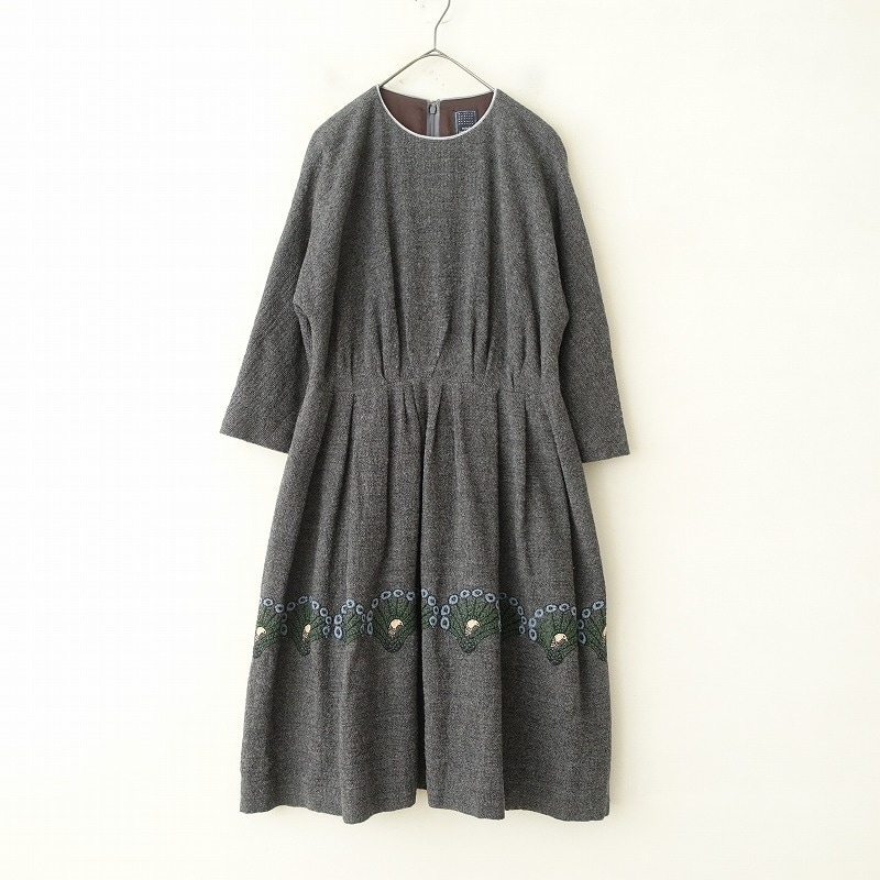 ミナペルホネン mina perhonen peacock クジャク刺しゅうワンピース 38 