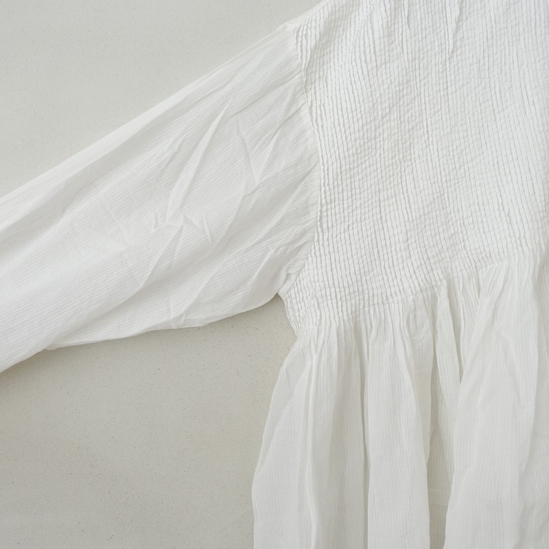 メゾンドソイル☆COTTON LINEN ワイド ピンタック ブラウス☆２ maison de soil／オーガニックコットンボイル ピンタック
