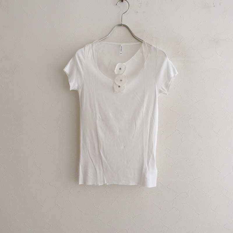 美品】ミナペルホネン mina perhonen prima コットンシルク切替半袖T  