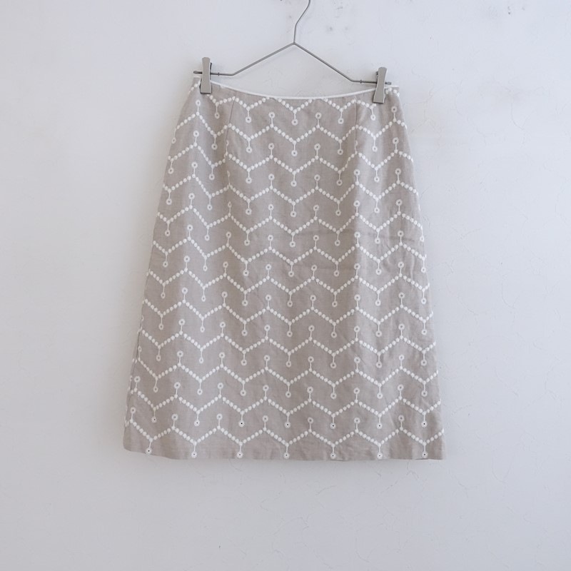 サリースコット Sally Scott リネン刺繍台形スカート 11/67-93 (sk33