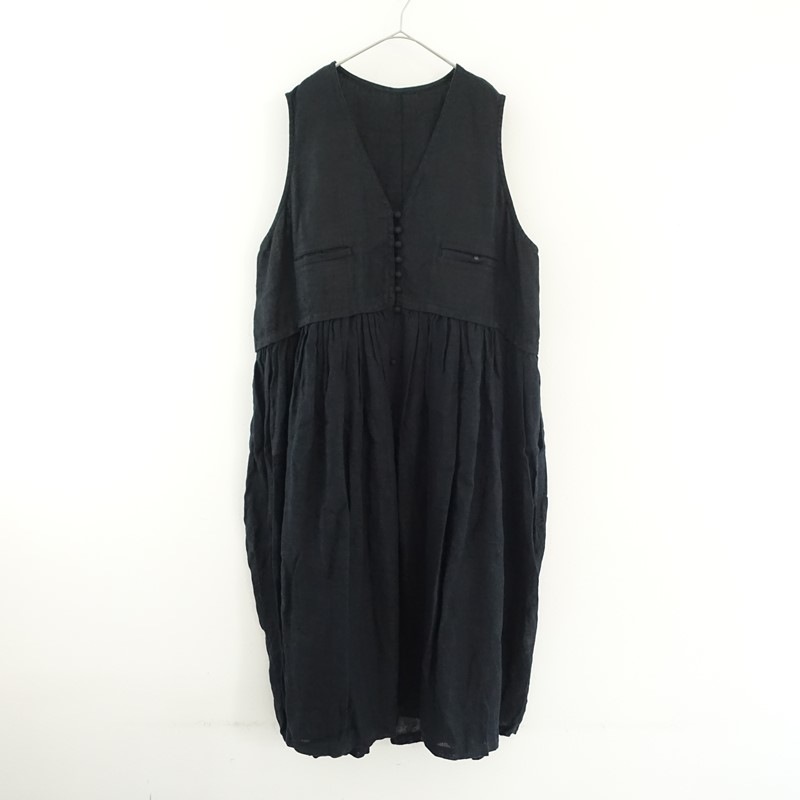 美品2024AWnest Robe ヘビーリネン×メッシュリネンジレワンピース 2024/定価4.4万】ネストローブ nest Robe ヘビーリネン×メッシュジレ