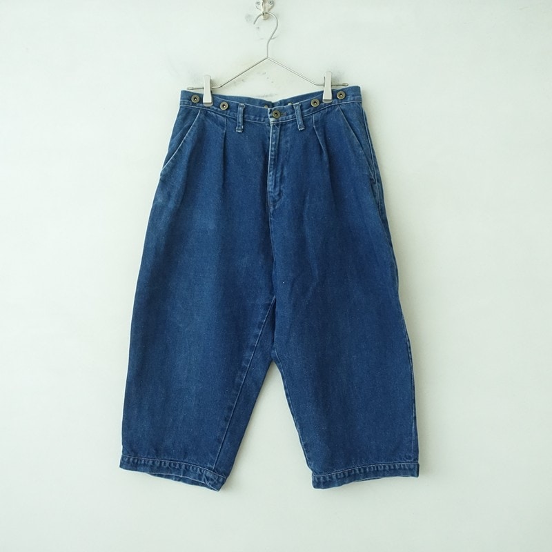 ネストローブ nest Robe 綿麻デニム裾タブクロップドルーズパンツ (2