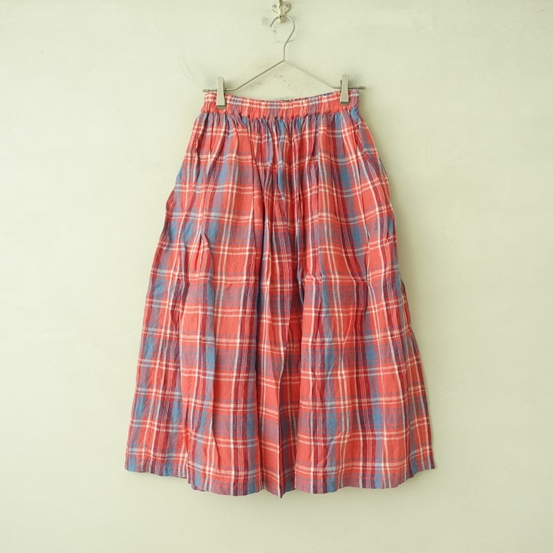 ichi Antiquites︎♥︎貴重 リネンカラフルチェックスカート ichi