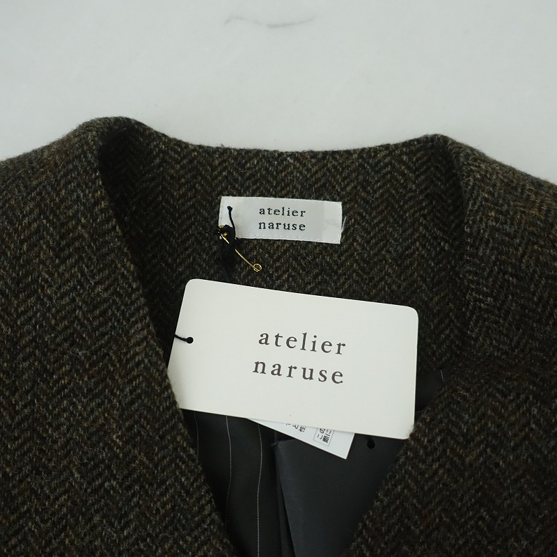 /5.2ۥȥꥨʥ륻 atelier naruse MOON ENGLAND tweed cocoon coat  F (jk2-2509-462)72J52