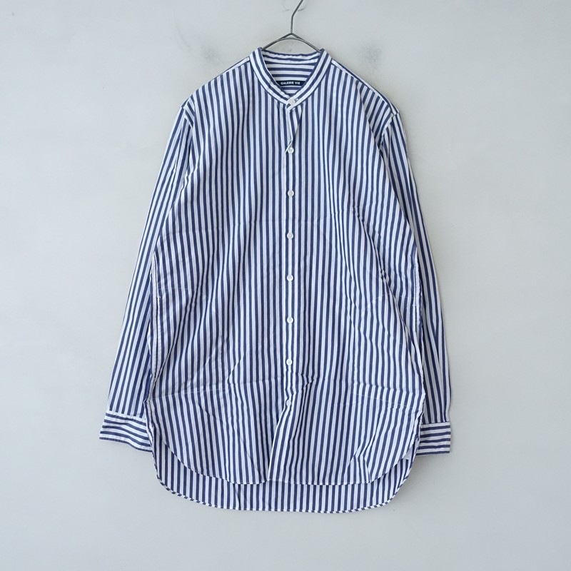 ギャルリーヴィー GALERIE VIE バンドカラーストライプロングシャツ 46 
