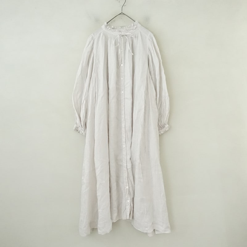 25SS ネストローブ nest robe リネン バルーンスリーブ ワンピース 定価3.3万】ネストローブ nest Robe バルーンスリーブリネンギャザー