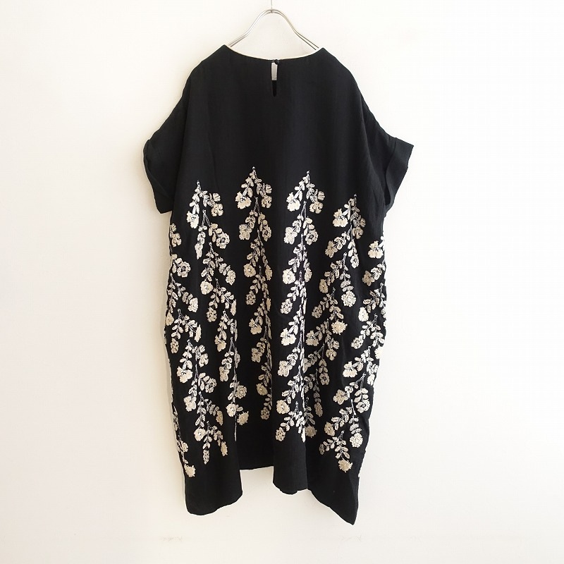 ミナペルホネン Twitter刺繍ワンピース 極美品 ミナペルホネン 刺繍ワンピース Luce リボンベルト 白 青