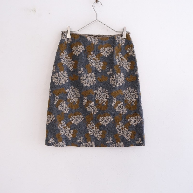 mina perhonen ハッピーカモフラージュ　スカート　中古品　38サイズ ミナペルホネン mina perhonen happy camouflage ウール混刺繍