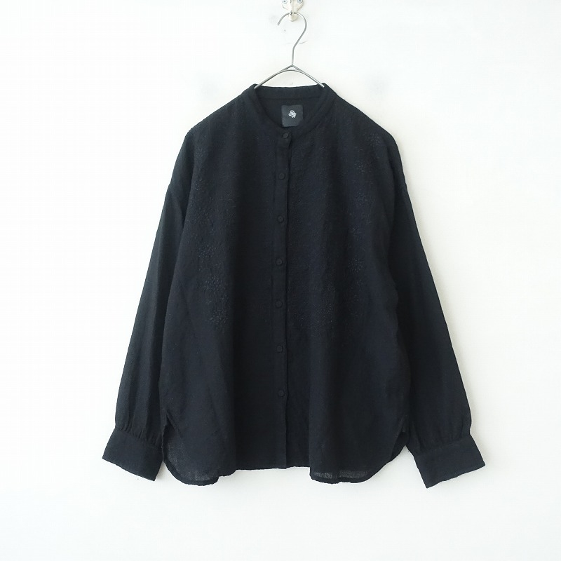 maison de soilメゾンドソイル　ウールブラウス maison de soil／ボイルウール前開き刺繍ブラウス | Beignets Online