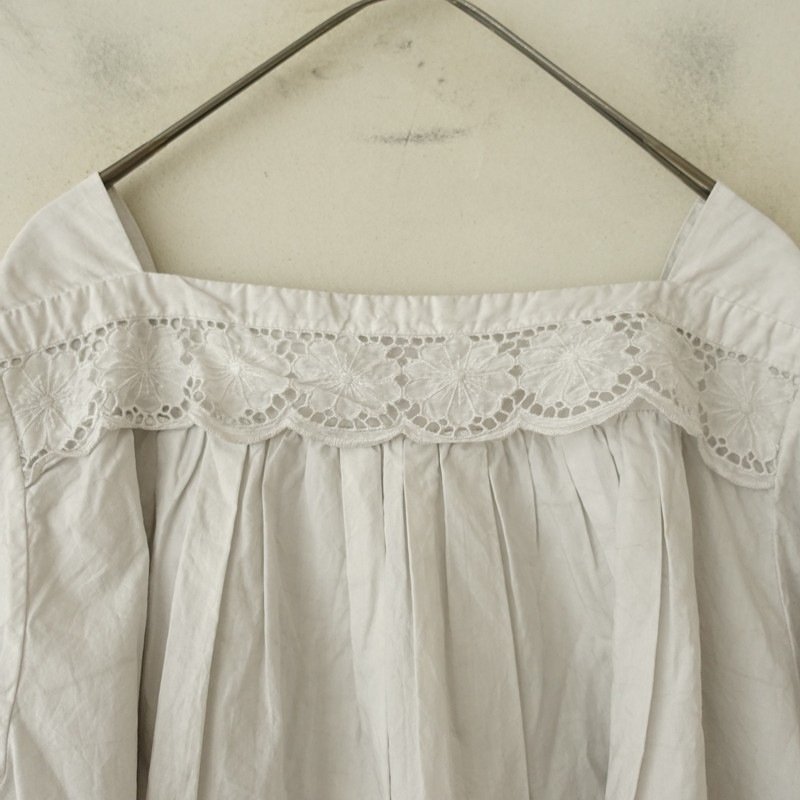 ������/���5.7���ۥȥ����塼 TOUJOURS Natural Garment Dyed Lace Smock Shirt ŷ������֥饦��  2 (j25-2605-772)��03F62��