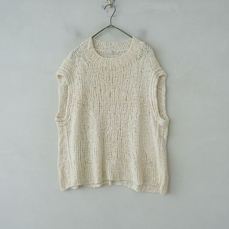 美品 ブラミンク シルク リネン ニット ベスト アイボリー クルーネック 38 美品 ブラミンク シルク リネン ニット ベスト アイボリー