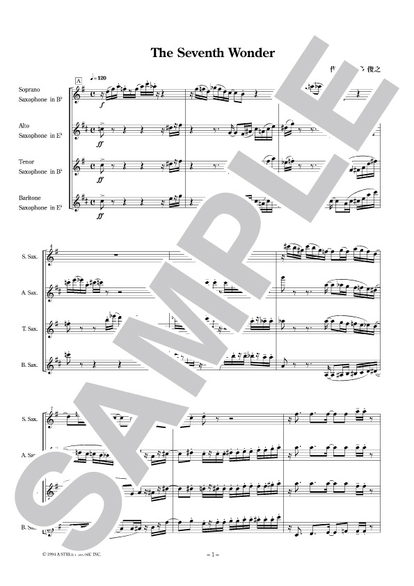【サクソフォン四重奏】The 7th Wonder