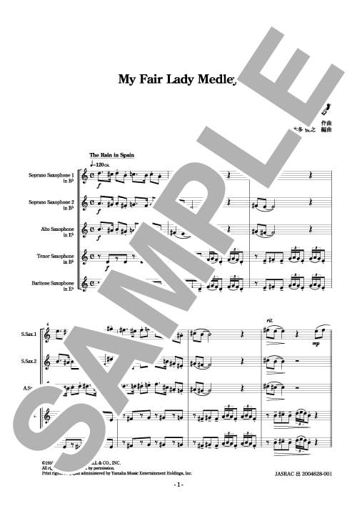 【サクソフォン五重奏】My Fair Lady Medley