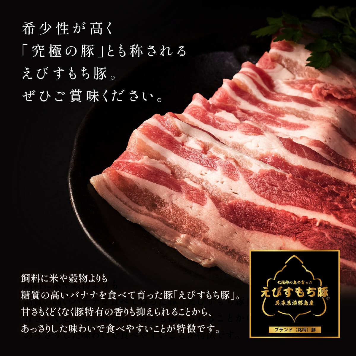 えびすもち豚　バラしゃぶしゃぶ用(シート巻)　冷凍　500g入り