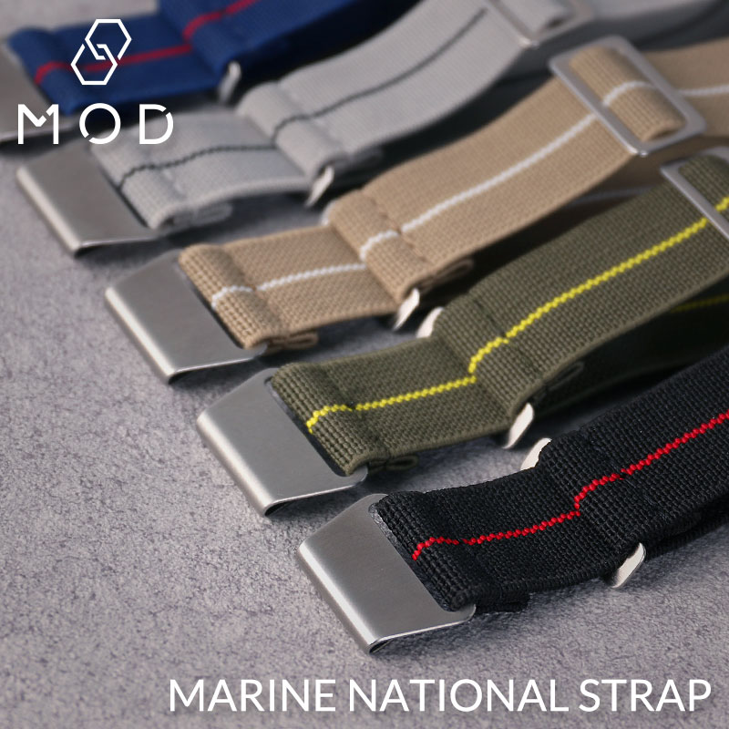 MOD エムオーディー MARINE NATIONAL STRAP 22mm 特殊弾性ナイロン ステルスブラック/レッド サープラス/レッド サープラス/イエロー ミラージュグレー/ブラック サンドストーン/ホワイト ミネルバブルー/レッド 49841
