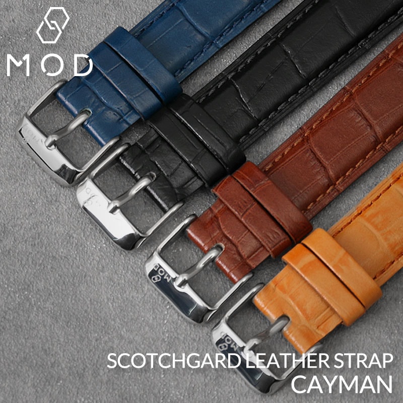 【ワンランク上の質感を】MOD SCOTCHGARD LEATHER 強力 撥水 レザー レザーベルト 革ベルト 腕時計 替えベルト 時計 ベルト 12 14 16 18 20 21 22 23 mm 型押し クロコ